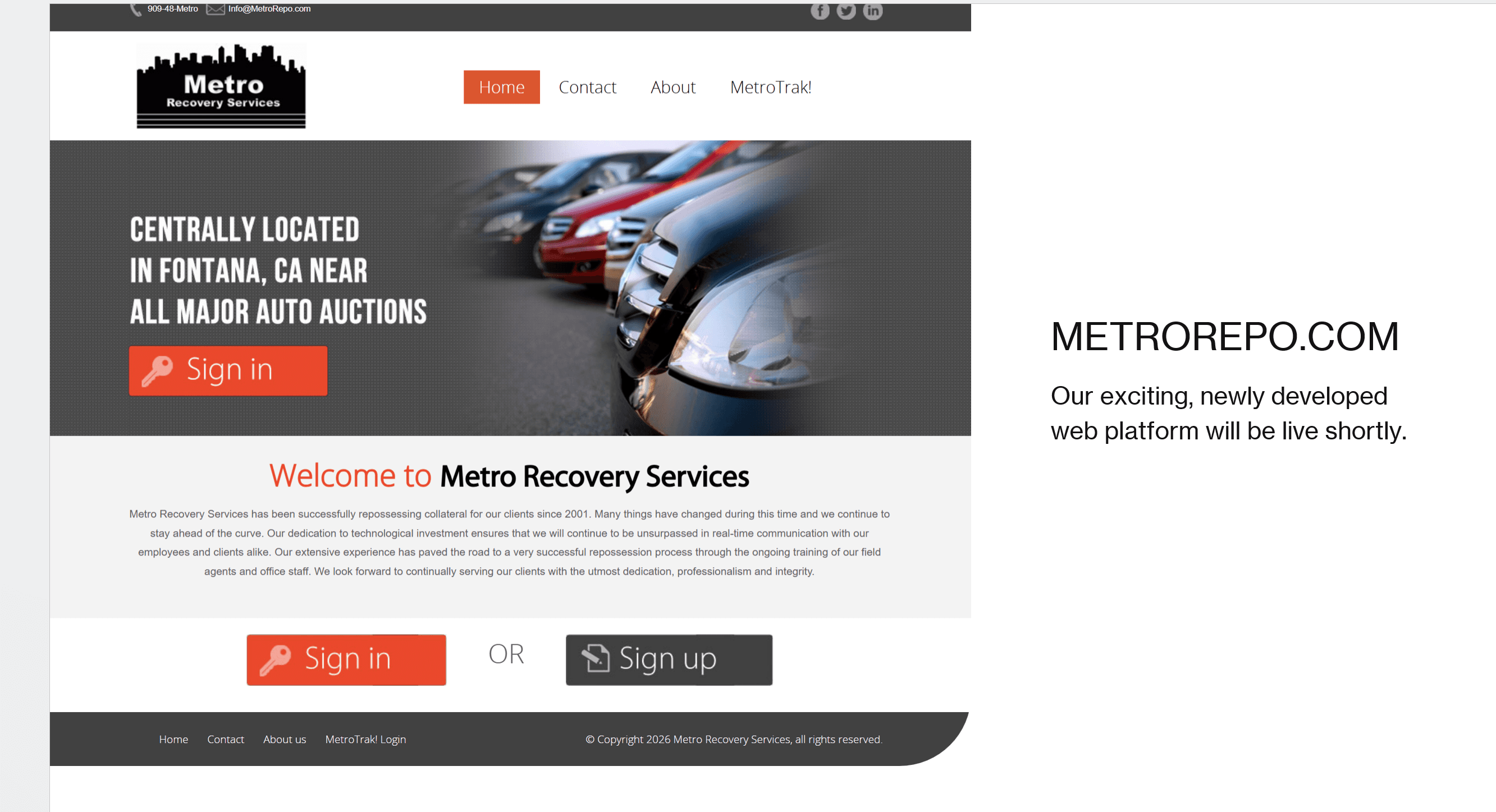 Temporary landing page